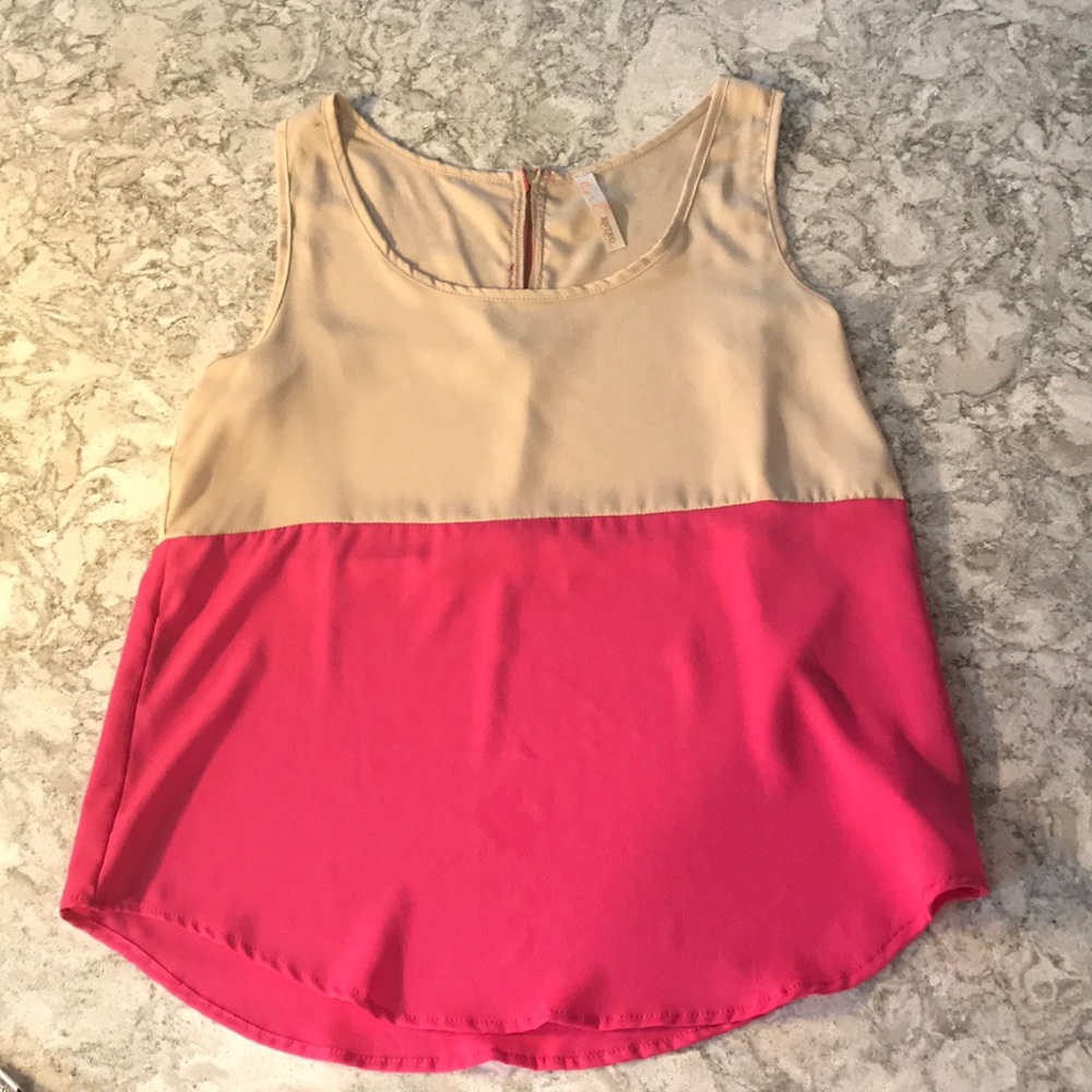 Color block tank top with gold zipper